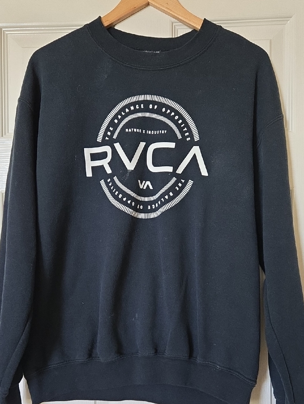 RVCA Medium Black Crewneck Sweatshirt with White Logo